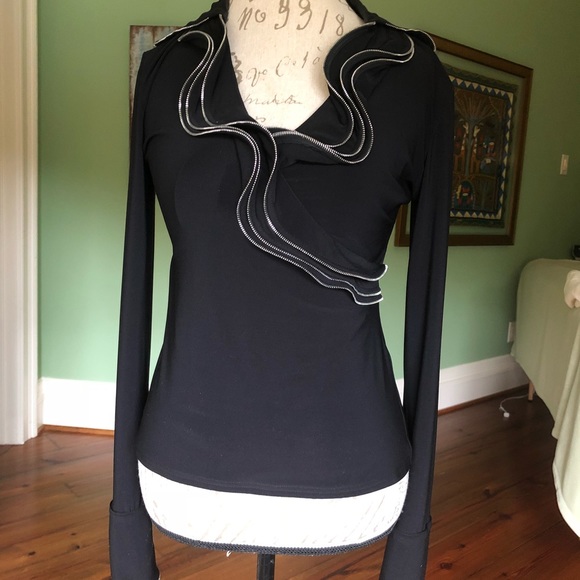 Joseph Ribkoff Black Fun Ruffle Top, Sz 10 - Picture 8 of 8
